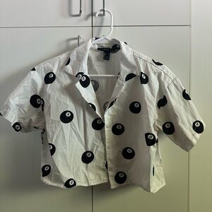 8 ball crop button up shirt